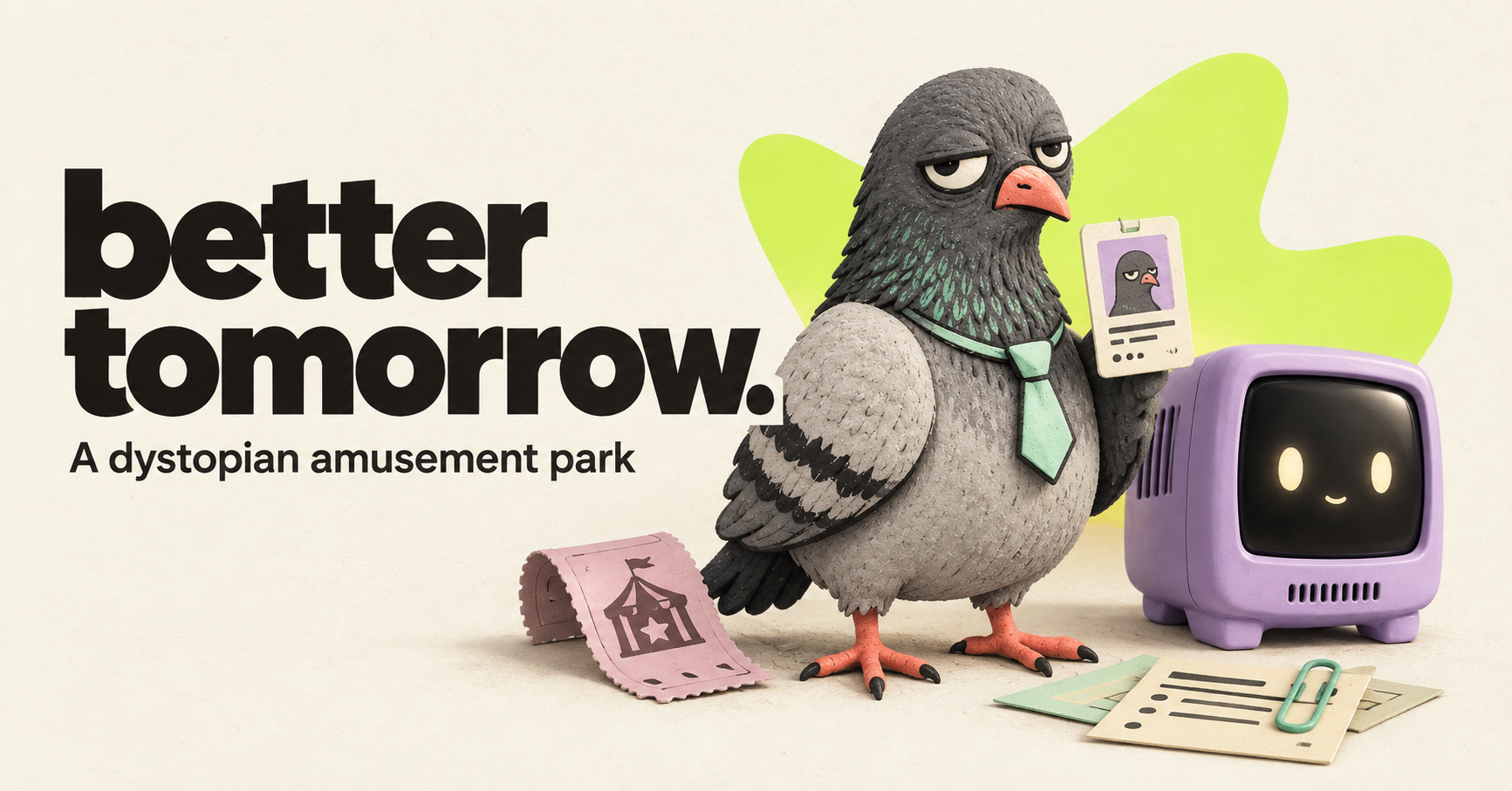 Better Tomorrow's pigeon and AVA, reporting for questionable duty